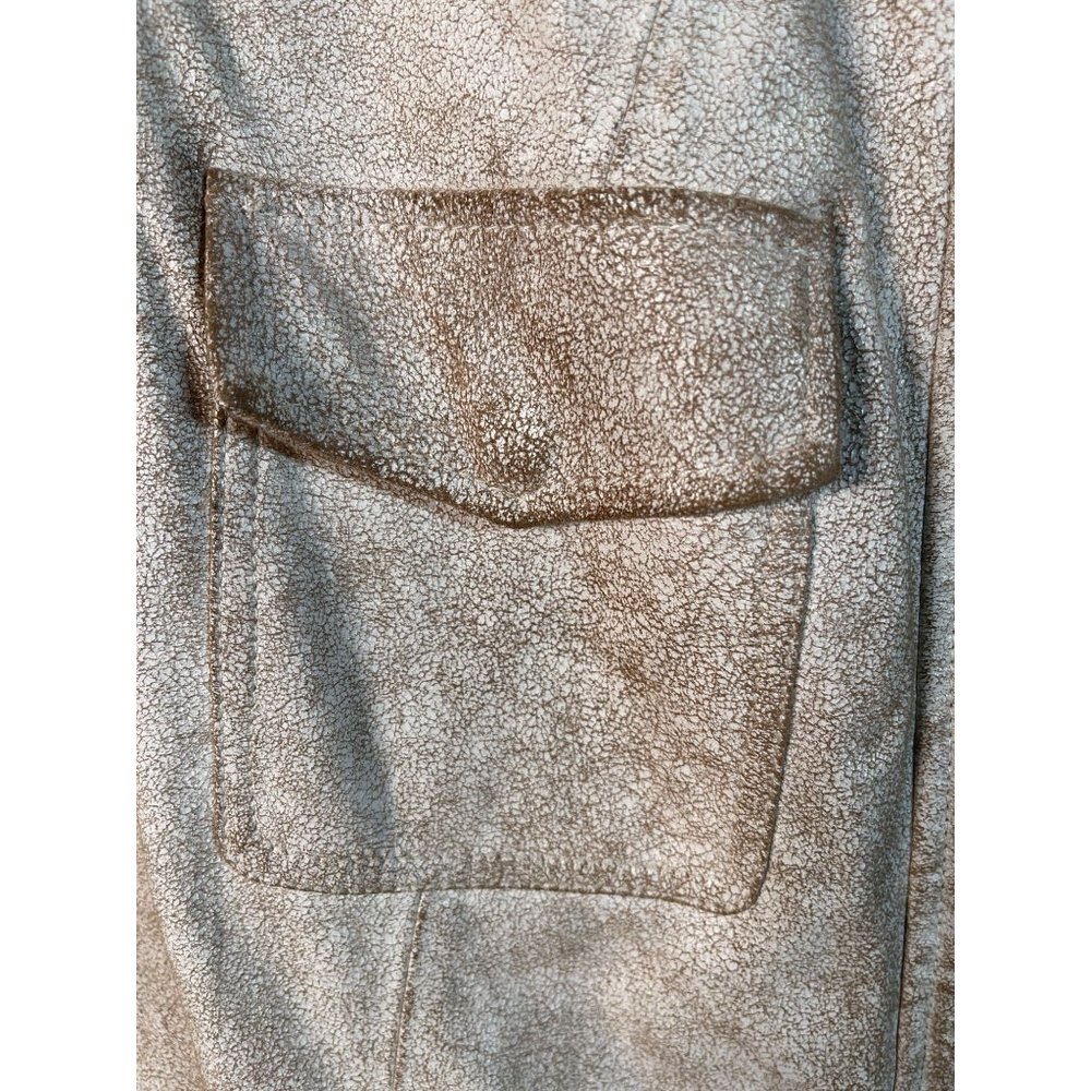 Trouve Crackled Leather Jacket Zip Vest Size Med - Picture 3 of 5